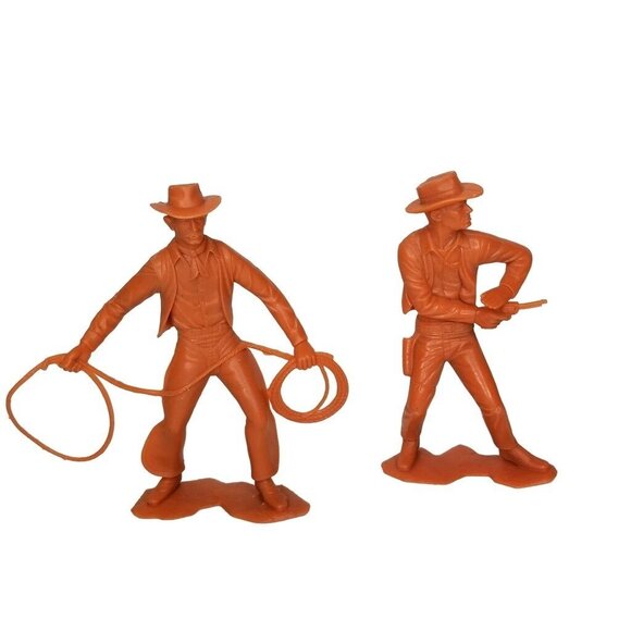 Vintage Original Louis Marx 6 Inch Cowboy Plastic Figures 1960's Lot Of 5 - Picture 2 of 8